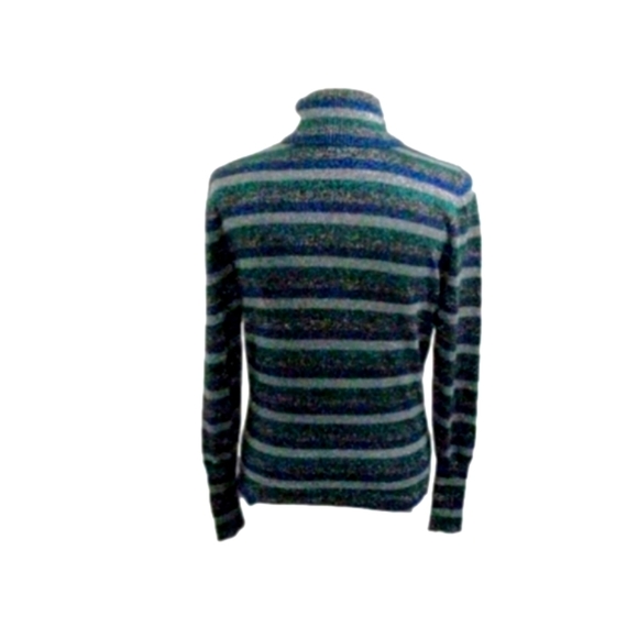 Worthington Metallic Sparkle Striped Turtleneck Size Medium - Picture 3 of 5